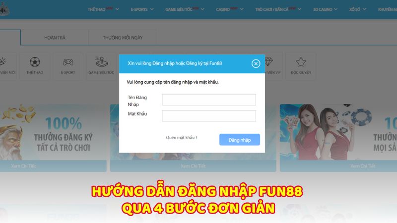 Hướng dẫn đăng nhập Fun88 qua 4 bước đơn giản