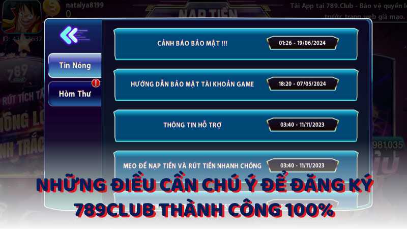 Những điều cần chú ý để đăng ký 789Club thành công 100%